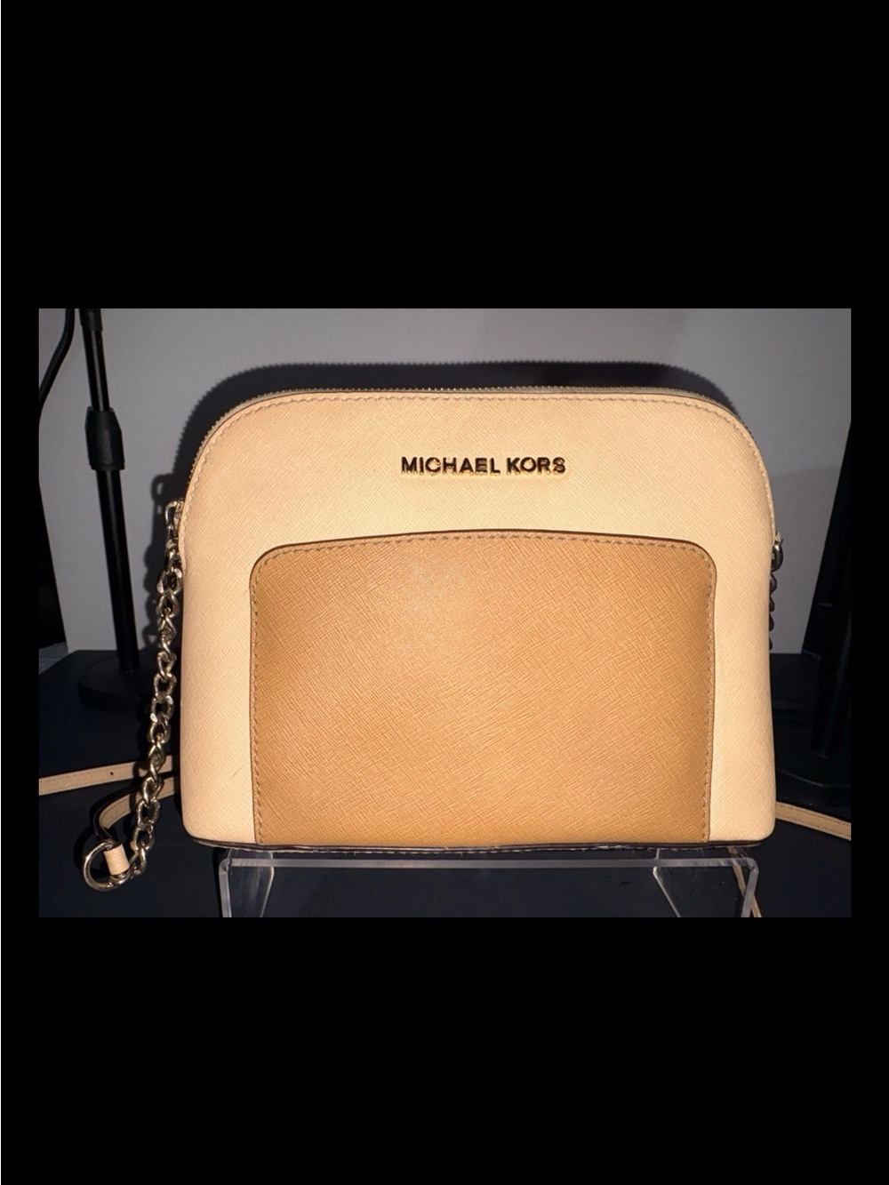 Michael Kors Cindy Dome Cream and Black Crossbody with Chain Strap Lot 2 Purses